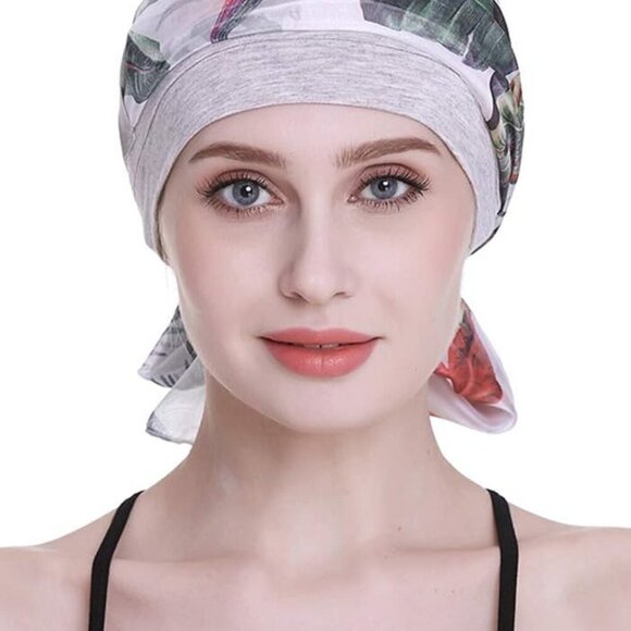 Elegant Chemo Cap with Silky Scarf for Cancer Women Hair Loss Sleep Beanie - Picture 2 of 8
